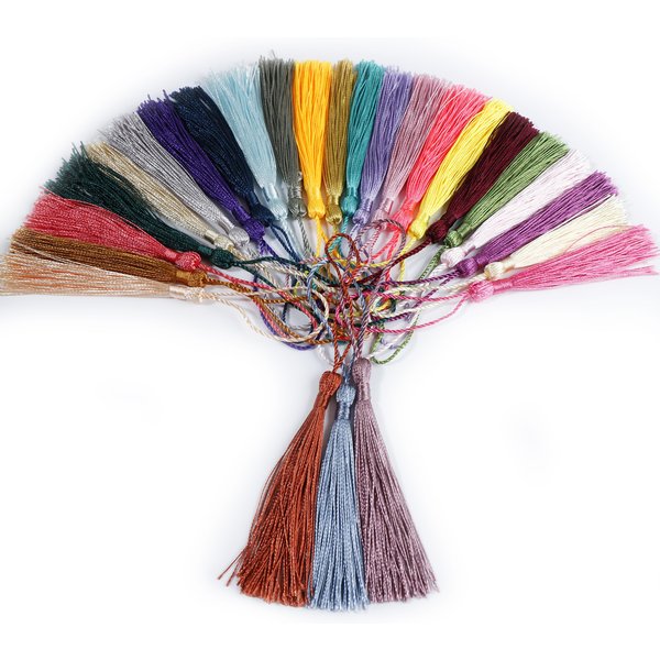 Glands à franges en soie et Polyester, 50 pièces, corde suspendue, pour signet, bricolage, artisanat, accessoires de fabrication de bijoux