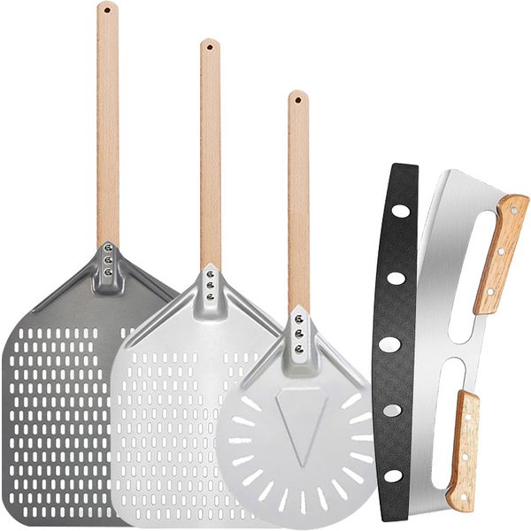 12/14 Zoll perforierte Pizzaschaufel aus Aluminium mit abnehmbarem Griff, antihaftbeschichtet, Ofen-Backpaddel, Spachtel, Dreher, Zubehör