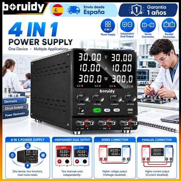 Boruidy Mehrkanal-DC-Stromversorgung, Dual-Independent-Ausgang, Serien- und Parallelfunktion, Einstellbare DC-Tischstromversorgung 30V 60V 120V 240V Bipolare Stromversorgung