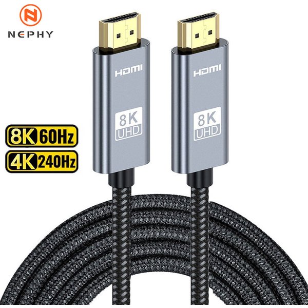 HDMI 8K Cable 8K/60Hz 4K/120Hz UHD HDR 48Gbps Adapter HDMI Cable for devices large laptops super high-definition TV projectors