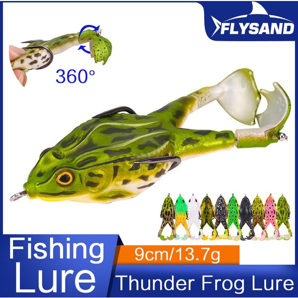 FLYSAND Frog Lure Soft Tube Bait Plastic Fishing Lure With Fishing Hooks Topwater Ray Frog Artificial 3D Eyes Carp Fishing