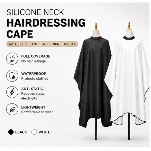 Cape de barbier à col en Silicone, Capes de coiffure de haute qualité, décolleté, fermeture réglable, tissu de coupe de cheveux pour Salon, outils de coiffure