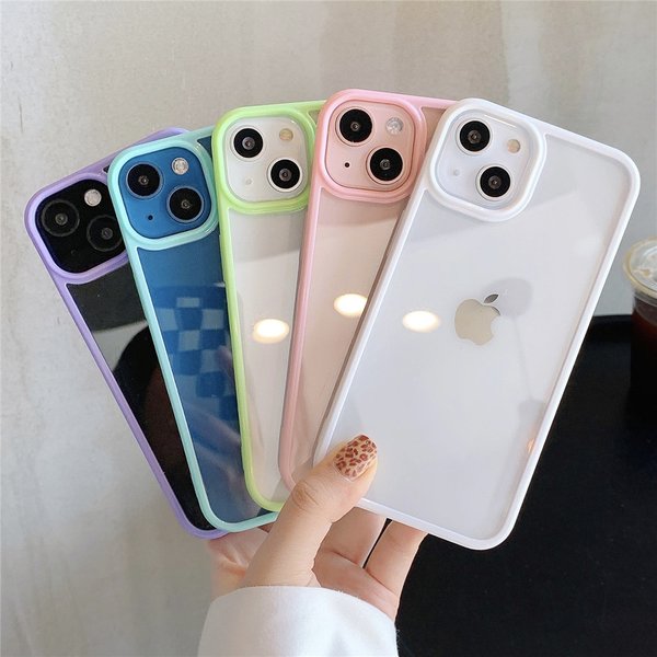 Coque de téléphone transparente en acrylique couleur bonbon, étui en TPU pour Iphone15 14 13 12 11 Pro Max X XR XSMAX 7 8 Plus SE, nouveaux produits