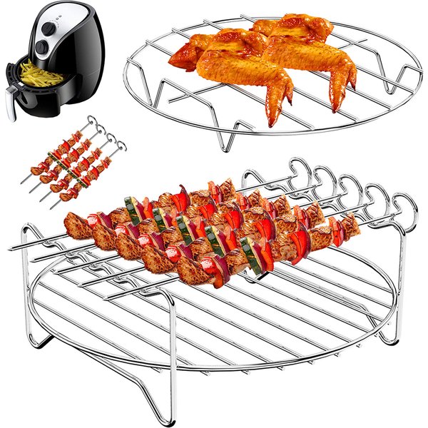 Air Fryer Edelstahl Rack Tablett & Dampfenden Racks Air Fryer Werkzeuge Backform BBQ Gril Backen Herd Zubehör Kochen Werkzeuge