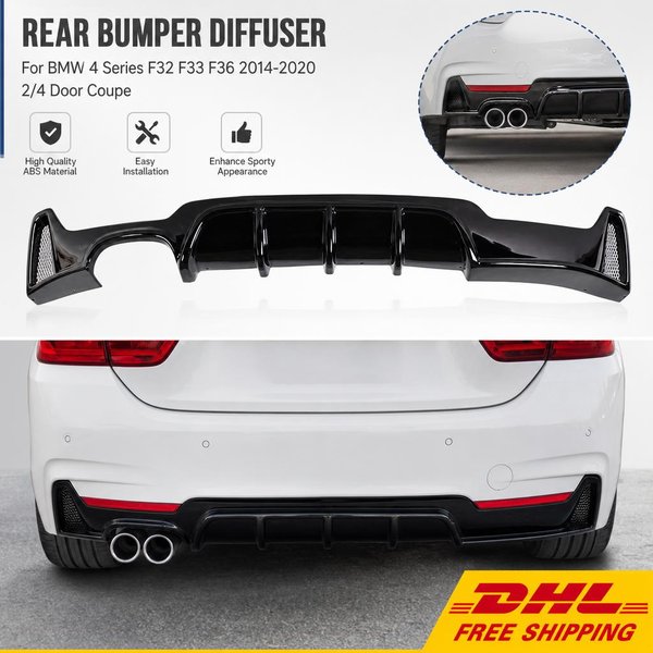Heckdiffusor für BMW 4er Serie F32 F33 F36 2014-2020 2- und 4-Türer Coupé, Hochglanz-Schwarz Diffusor-Splitter-Lippe