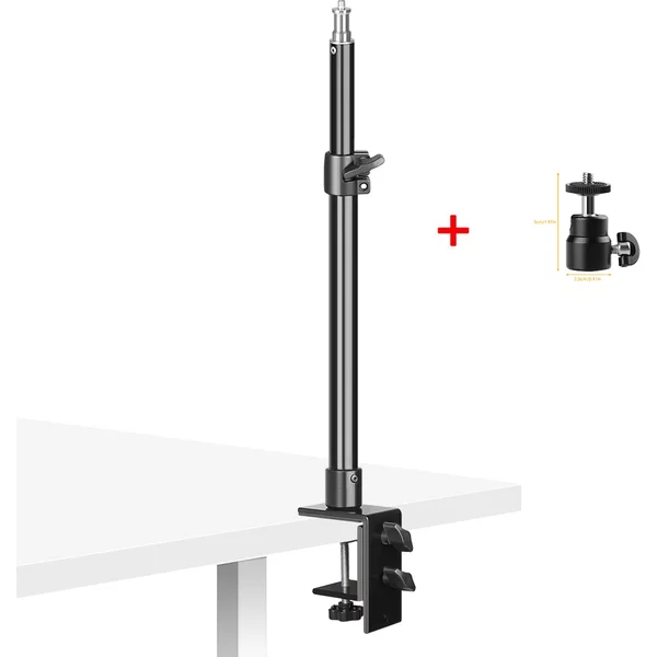 Support de lampe de bureau SH C-clamp avec rotule 1/4'' et support de table réglable pour appareil photo, anneau lumineux