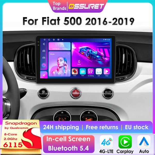 Kabelloses CarPlay Android Auto Autoradio für Fiat 500 2016 2017 2018 2019 GPS Intelligente Systeme Stereo Multimedia Autoradio 4G