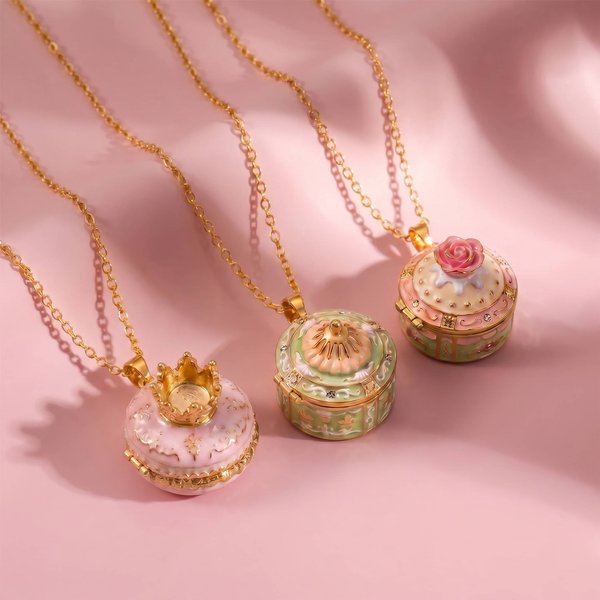 Märchenhaftes Lebkuchenhaus-Halskette mit Öffnungs- und Schließfunktion, Anhänger für Damen und Mädchen, Emaille-Haus-Mädchen-Halskette, Schmuck-Accessoire