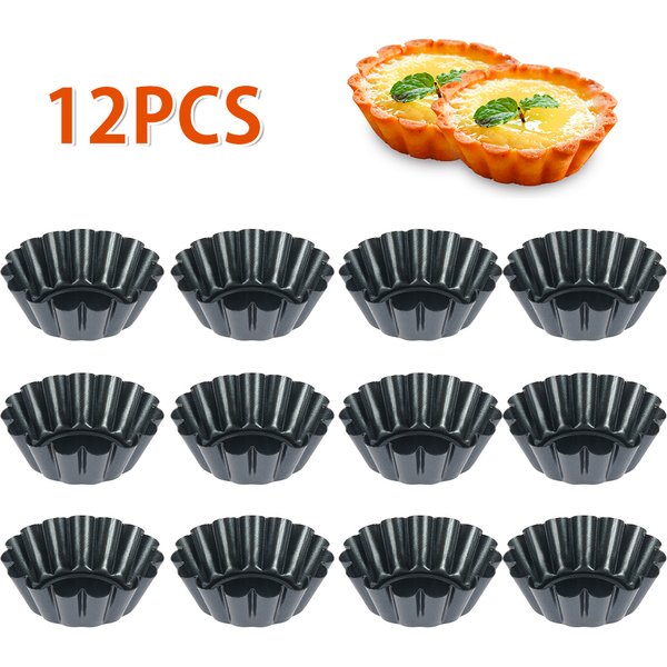 12Pcs Ei Torte Form Wiederverwendbare Pudding Form Nicht Stick Carbon Stahl Cupcake Kuchen Form Hitzebeständige Cookie Form Backen Tasse