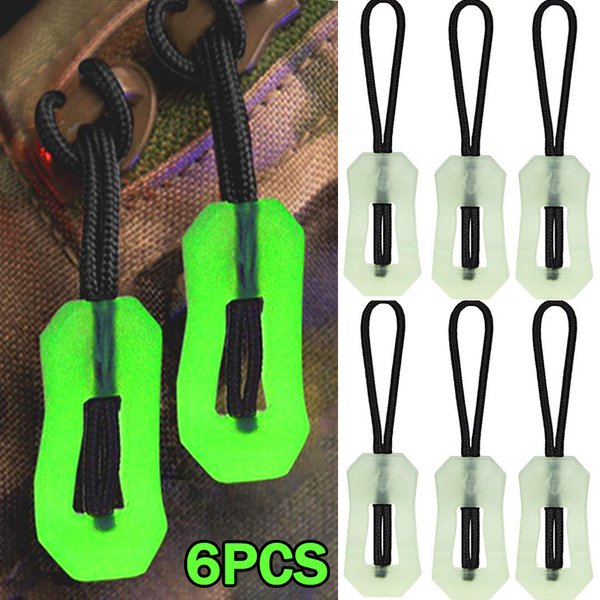 Corde de traction lumineuse à fermeture éclair, 6 pièces, brille dans la nuit, tête de fermeture éclair, sac à dos Anti-perte, vêtements, vestes, curseur, Kit de réparation, outil de couture