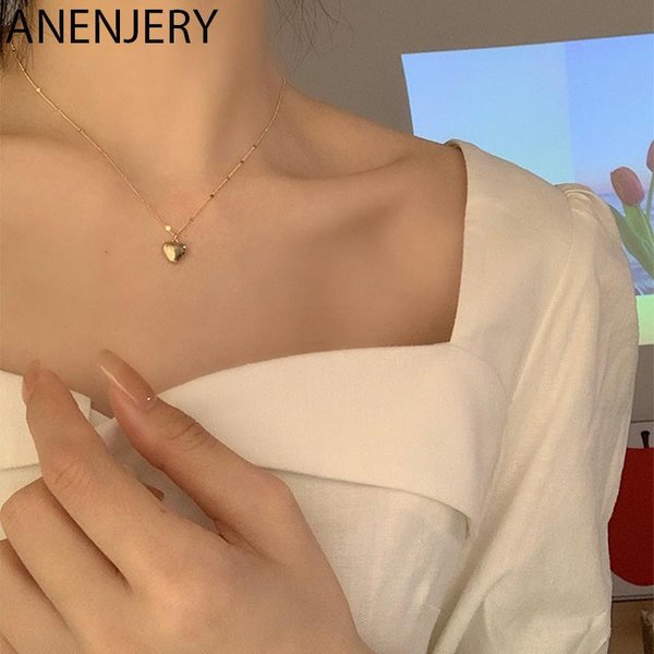 ANENJERY Paar Herz Halskette Einfache Anhänger Halskette Für Frauen Liebe Schmuck Geschenk Großhandel