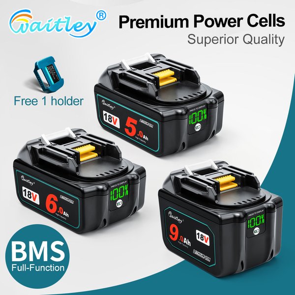 Waitley-Batterie aste pour Makita, 18 V, 6,0 Ah, BL1860b, Eddie ion, BL1860, BL1830b, BL1850b, BL1840, 6Ah