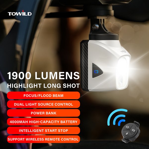TOWILD DL1200S/DL1700 Lampka Rowerowa z Funkcją Cut-Off Beam 1900LM Akumulatorowa Lampka Przednia Rowerowa Power Bank Reflektory Rowerowe MTB