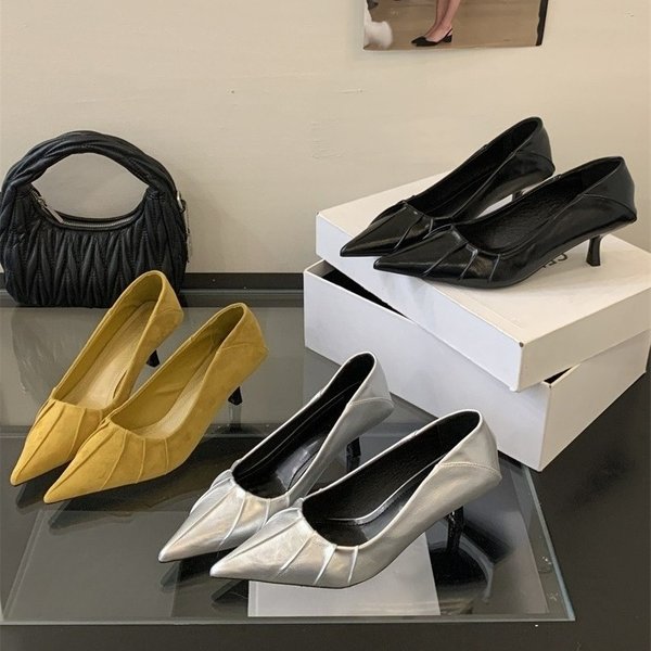 Aneikeh Frühling Designer Sexy Falten Spitz Dünne Low Heels Pumps Frauen Elegante Bankett Mule Schuhe Zapatos Mujer