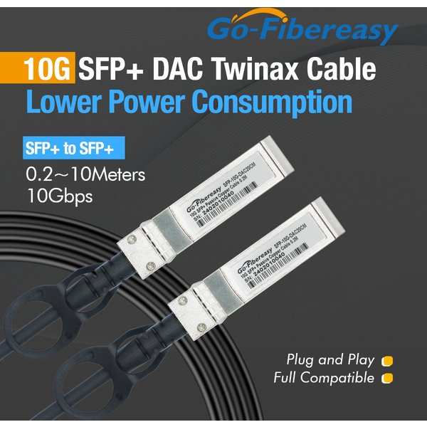 Câble DAC SFP 10 Gb 0,2 m, 0,5 m, 1 m, 2 m, 3 m, SFP+ vers SFP+, câble Twinax en cuivre à connexion directe passive pour commutateur Mikrotik/Dell/Ubiquiti