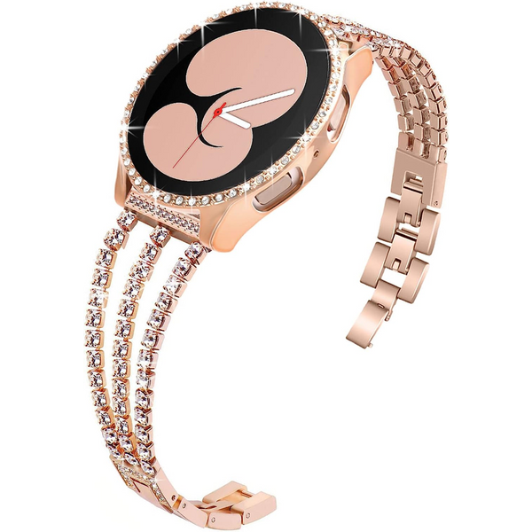 Bracelet en métal et étui pour Samsung Galaxy Watch 4/5, 40mm, 44mm, protecteur d'écran, pare-chocs + bande de 20mm, lien en diamant brillant, bracelet pour femme
