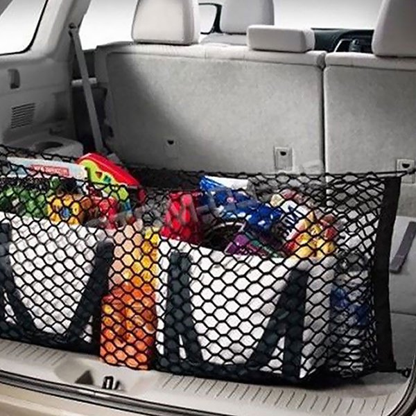 Car Trunk Cargo Net with 4 Hooks Adjustable Car Net Elastic Trunk Cargo Organizer Nylon Net Universal Car Accessory 60 x 110cm
