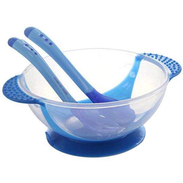 Service de vaisselle pour bébé avec ventouse, vaisselle d'apprentissage, assiette de service, cuillère d'alimentation à détection de température, bol de nourriture britannique pour enfant