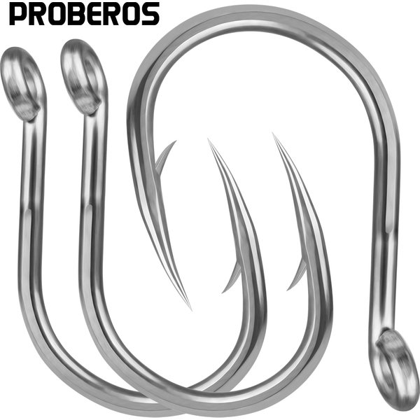PROBEROS 20 pièces hameçons de pêche en eau salée, acier inoxydable Extra résistant, crochets circulaires d'appâts vivants uniques pour thon, Marlin, taille 1/0 # -