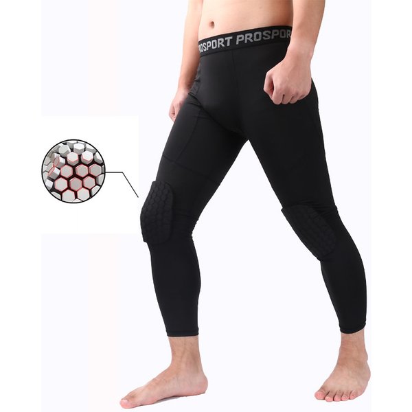 Pantalon de compression de basket-ball avec genouillères pour homme, collants de sport, course à pied, jogging, fitness à séchage rapide, leggings d'entraînement de gym
