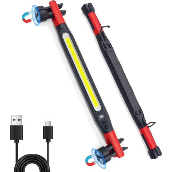 Lampa robocza LED KDULIT z magnesem, akumulatorowa, do montażu pod maską silnika, z haczykami i obrotową podstawą magnetyczną do napraw samochodowych i sytuacji awaryjnych.