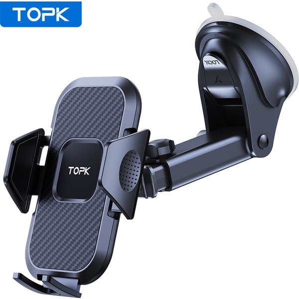 TOPK support de téléphone de voiture ventouse pour tableau de bord pare-brise support de voiture Mobile pince pour iPhone Pro Max X Xiaomi Huawei Samsung
