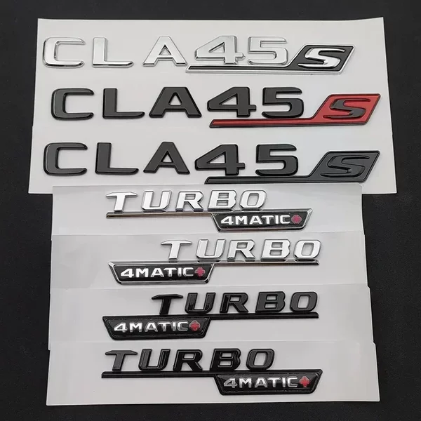 Chromowany emblemat na bagażnik samochodu Mercedes CLA 45 S AMG C117 C118 CLA45S TURBO, naklejka z logo, akcesoria samochodowe