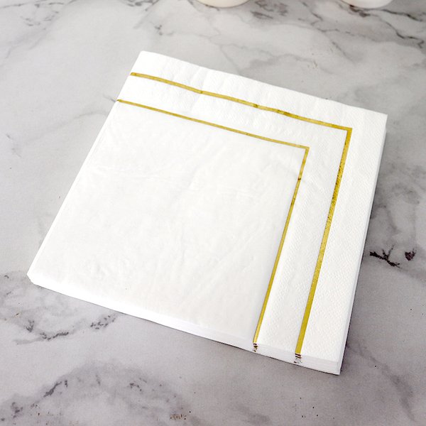 Serviettes de Table en papier, tissu élégant, beau décor, Vintage, fête, maison, feuille blanche, or, anniversaire, mariage