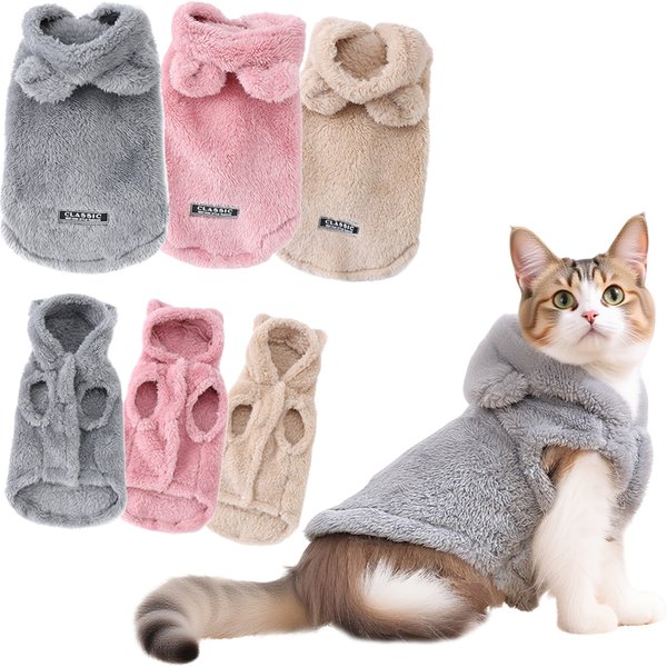 Manteau à capuche pour animaux de compagnie, pour petits et moyens chiens, polaire chaude d'hiver, vêtements pour chiots et chatons, veste confortable et mignonne, pull pour chat Sphynx