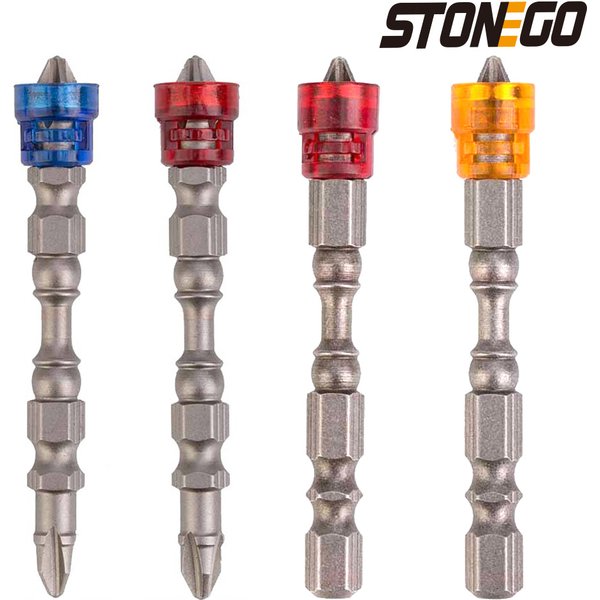 STONEGO-Embouts de tournevis magnétiques Phillips, tête simple ou double, tige hexagonale coordonnante, ltPH2, 65mm, 1/4 pouces, 2 pièces, 5 pièces