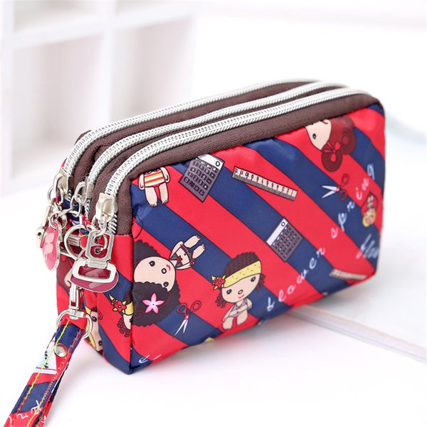 Sac à main à fermeture éclair à trois couches pour téléphone portable, style court, sac à main à la mode pour téléphone portable, maquillage, sac à main pour femme, changement w