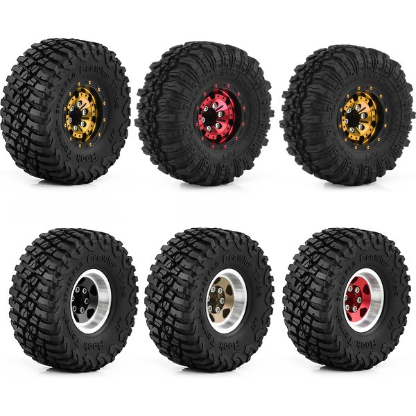 RS RC-Jantes de roue CNC Beadlock, 60x20mm, 1.0 pouces, pneus boue pour 1/24 RC inoler Car Axial SCX24 FCX24 Enduro24 Upgrade (W1049-T2430)