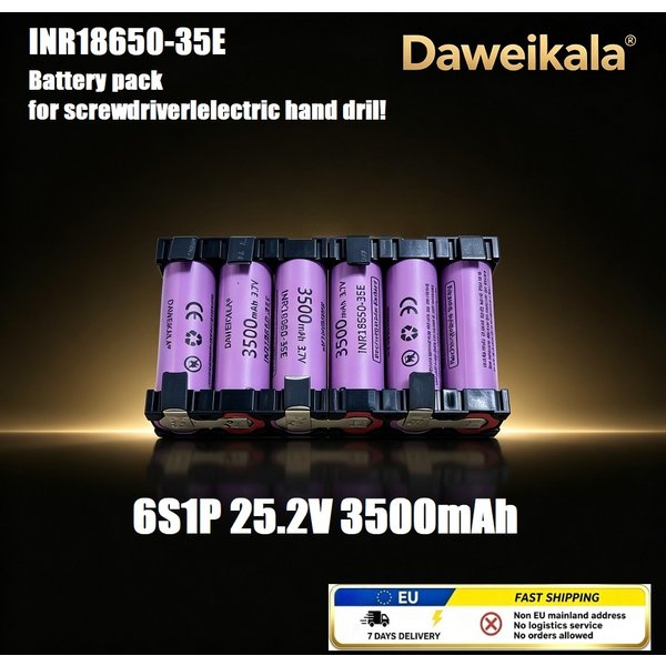 Daweikala INR18650-35E, akumulator litowo-jonowy 25,2 V, 3500 mAh, konfiguracja 6S1P, zamienny akumulator do bezprzewodowej wkrętarki elektrycznej i wiertarki ręcznej, dostępny w magazynie w Europie,