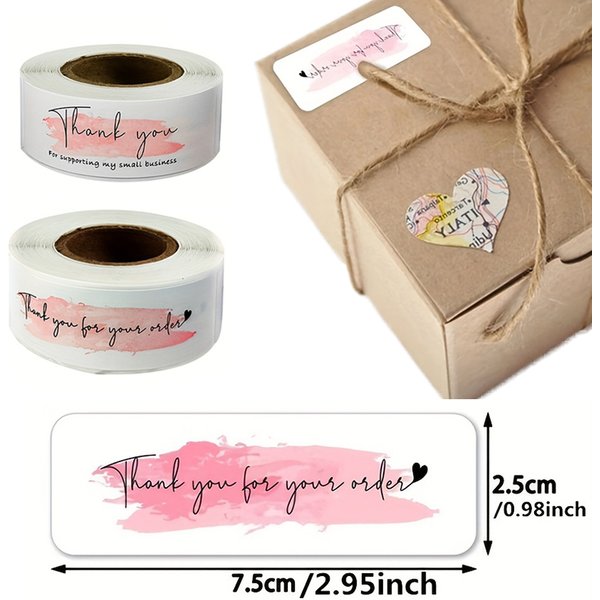 Autocollant rose "Merci pour votre commande" pour soutenir votre entreprise GT Bancs Attro, 120 pièces
