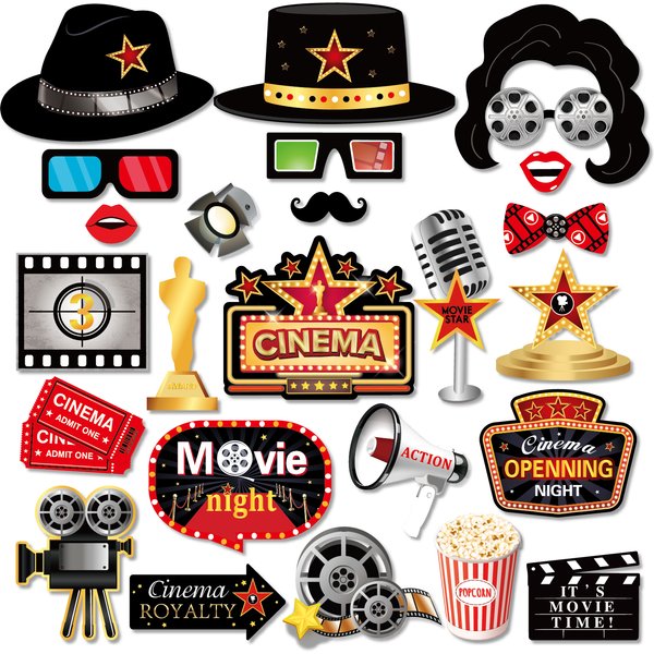 Hollywood Cinema Festival Party Photo Booth Props Movie Night Birthday Party Funny DIY Glasses Lips Photo Shoot Prop Decoration