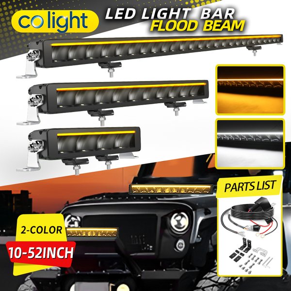 colight 52 Zoll Zweifarbige LED-Lichtleiste Einreihig Offroad 21 Zoll LED-Arbeitsscheinwerfer Kombi Spot-Flutlicht 12V 24V Offroad-Nutzung Fahrlicht Mit Verkabelungssatz Für Pickup-Truck SUV ATV Auto