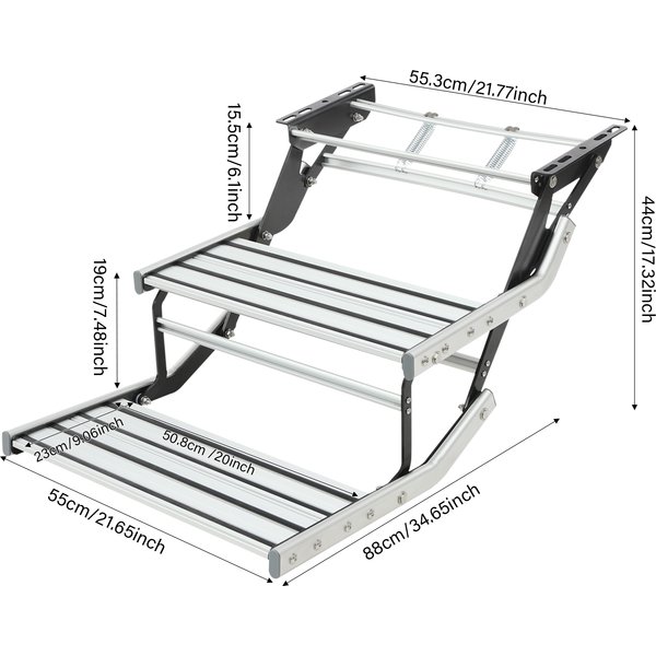 Manuelle faltbare Wohnmobil-Stufenleiter aus Aluminiumlegierung, Tragfähigkeit 200 kg, für Wohnwagen, Wohnmobile, Yachten, 55 x 88 x 44 cm