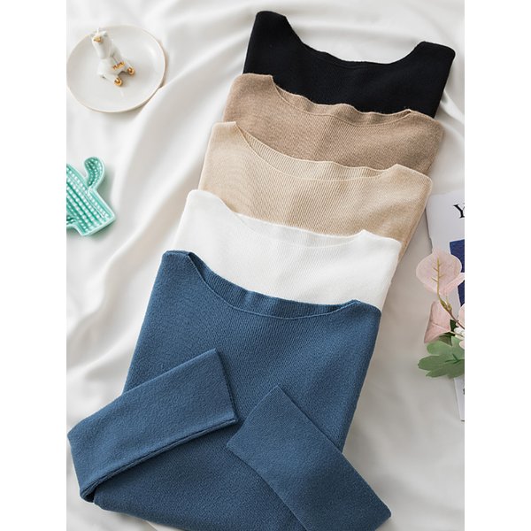 Women Sweaters Slim Knitted Pullovers High Quality Simplicity Warm Sweater Female O-neck Basic Solid Casual Top