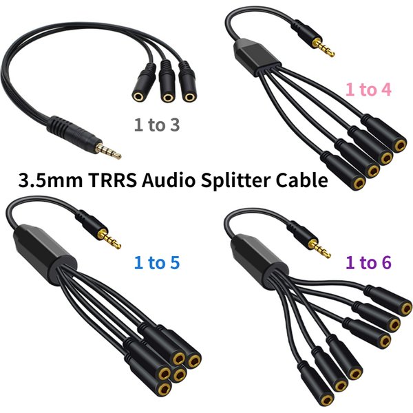 Nku 3.5mm TRRS 1/8 mâle à 3/4/5/6 Ports 3.5mm femelle Jack câble AUX écouteur micro adaptateur Audio pour téléphone casque câble séparateur