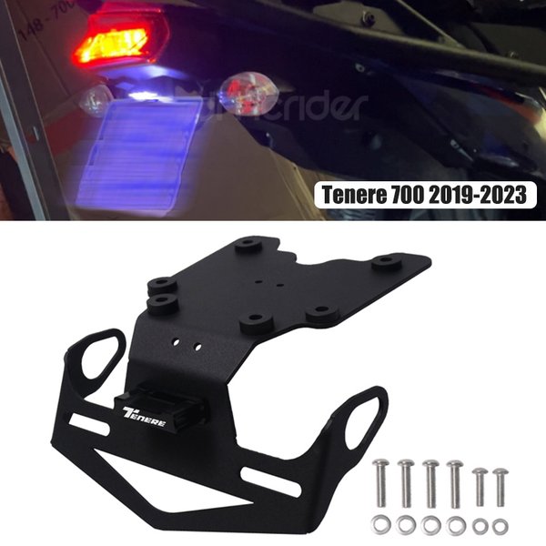 Support de plaque d'immatriculation arrière de moto, avec éliminateur de garde-boue arrière léger pour Yamaha Tenere 700 XT700Z Tenere700 2019-