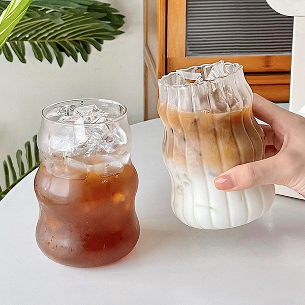 Ins tasse en verre résistant à la chaleur, verres transparents pour thé, jus, lait, café, verres d'eau pour la maison, tasse à rayures 410/650/530ml