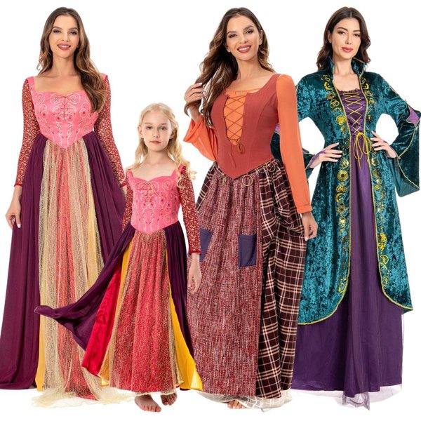 Hocus Sarah Sanderson Cosplay Fantasia Costume Dress for Adult Women Roleplay Mary Winifred Sanderson Halloween Carnival Suit
