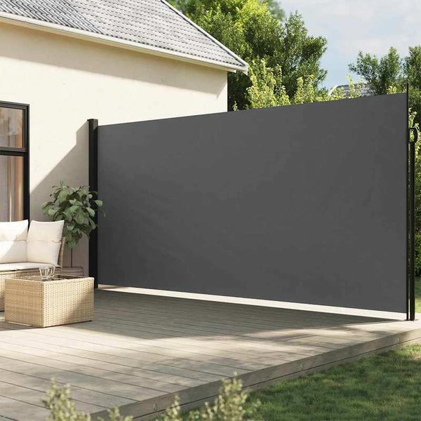 Auvent latéral rétractable anthracite 220x600 cm, pare-soleil rétractable pour terrasse extérieure, brise-vent pour jardin et balcon