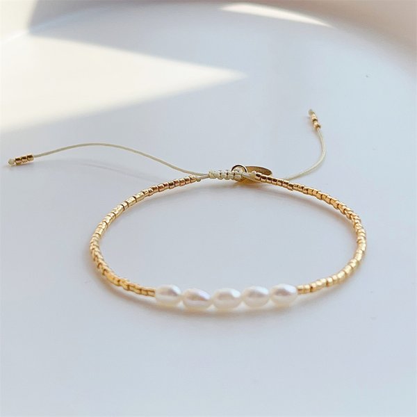 KKBEAD Natural Pearl Bracelets for Women Gift Gold Color Miyuki Beads Dainty Bracelet Simple Thin Pulseras Femme Fashion Jewelry