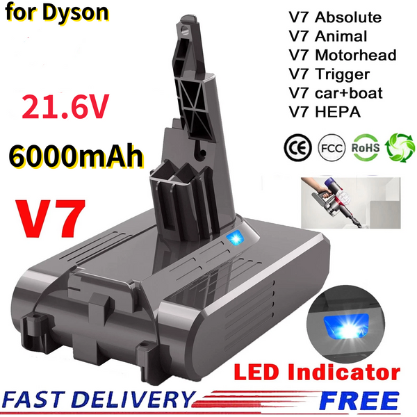 Für Dyson V7 Akku 21,6V 6000mAh Lithium FLUFFY V7 Animal V7 Pro 225403 229687 Werkzeuge Wiederaufladbarer Akku