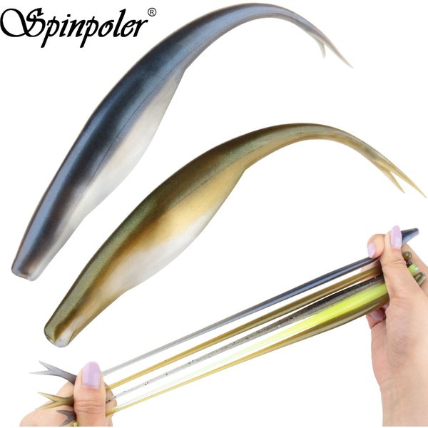 Leurre souple flottant Spinpoler Jerk Shad en TPR 4.72' à queue légèrement fendue, leurre artificiel en silicone pour pêche au drop shot, pour achigan et pêche en mer