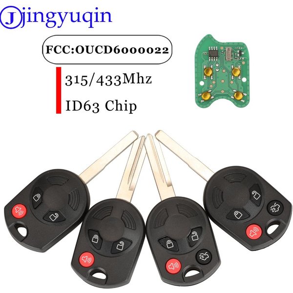 Jingyuqin pour Ford Edge Escape Freestyle 2007 - 2009 clé de voiture à distance porte-clés OUCD 6000022 315/433Mhz ID63 Puce 3/4 Boutons