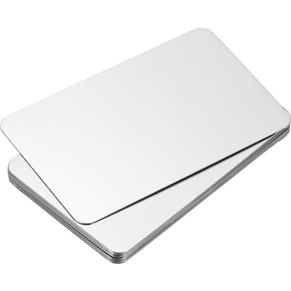 12/30/50Pcs 0.3/0.5/0.8mm Stainless Steel Metal Business Cards Blank Name Card Laser Engraving for DIY Gift Cards Silver/Black