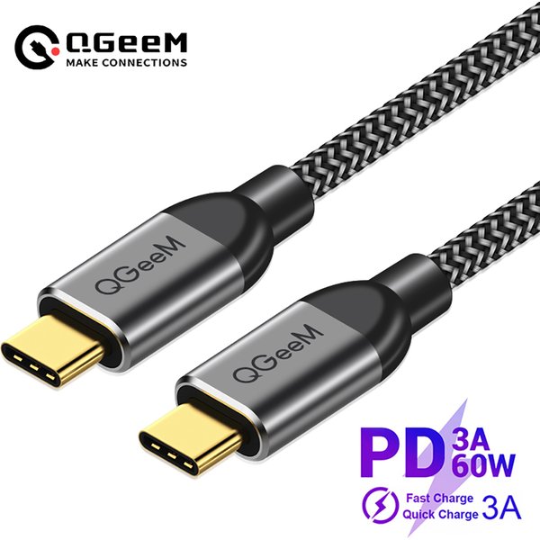QGeeM USB 3.1 Type C to USB C Cable Gen2 PD 60W USB-C to USB C Charging Wire Cord Nylon Cable Cord for Samsung S9 S8 Macbook Pro
