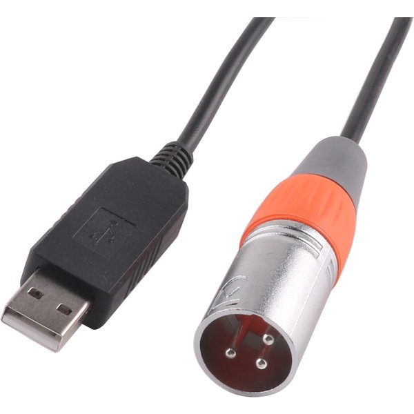 Adaptateur USB vers DMX512 RS485, connecteur XLR mâle 3 broches, Support freestyle, fixation Lightkey QLC, câble d'éclairage de contrôle DMX